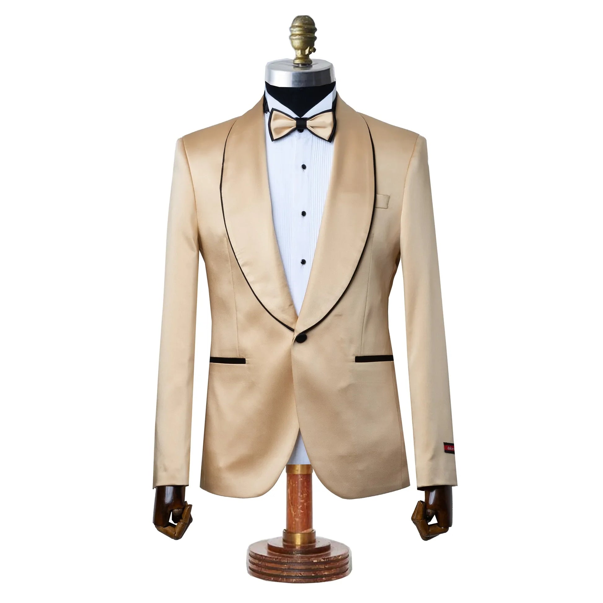 Laurent | Beige Tailored-Fit Tuxedo Jacket