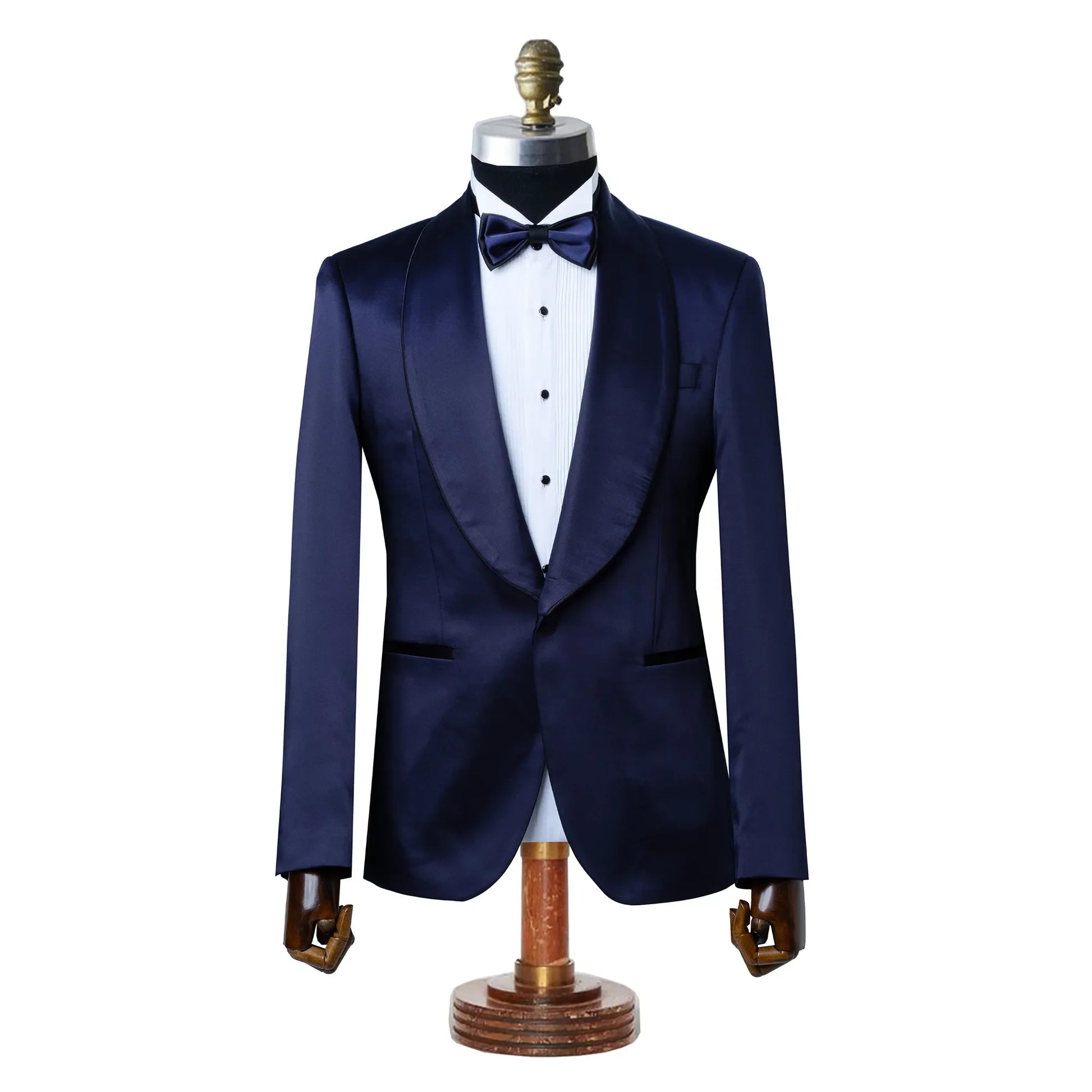 Laurent | Navy Blue Tailored-Fit Tuxedo Jacket