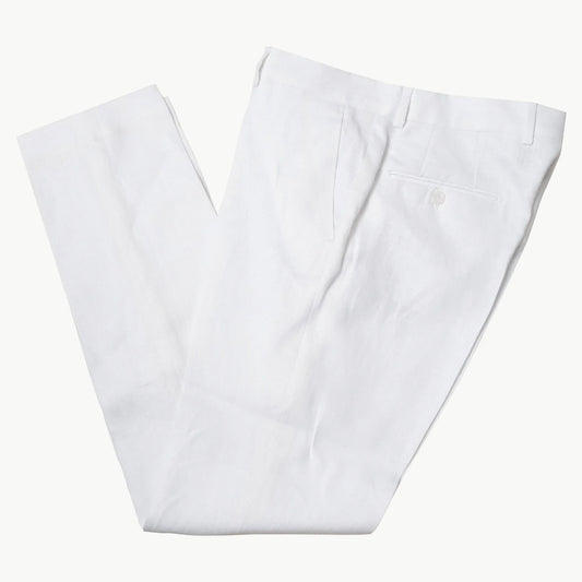 Angelo | White Tailored-Fit Linen Pants