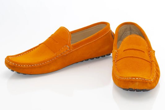 Orange Suede Penny Loafer - Vamp, Toe, Outsole