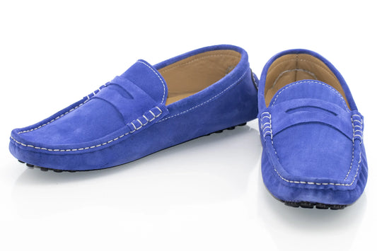 Sax-Blue Suede Penny Loafer Driver