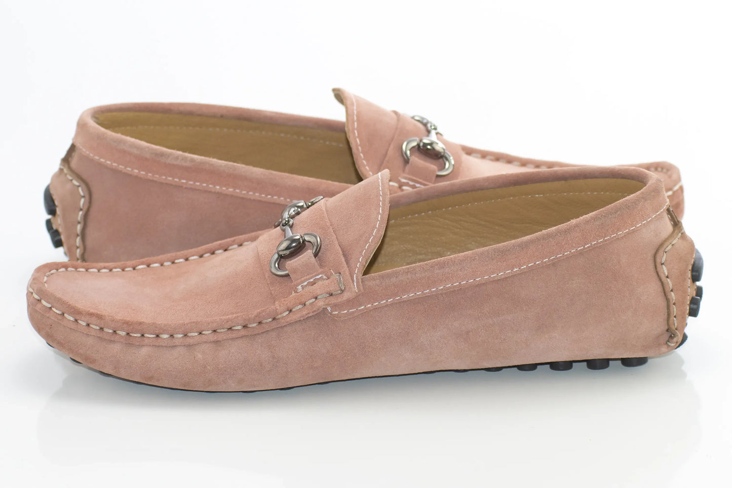 Men's Dried Rose Pink Moc-Toe Bit Loafer Dress Shoe