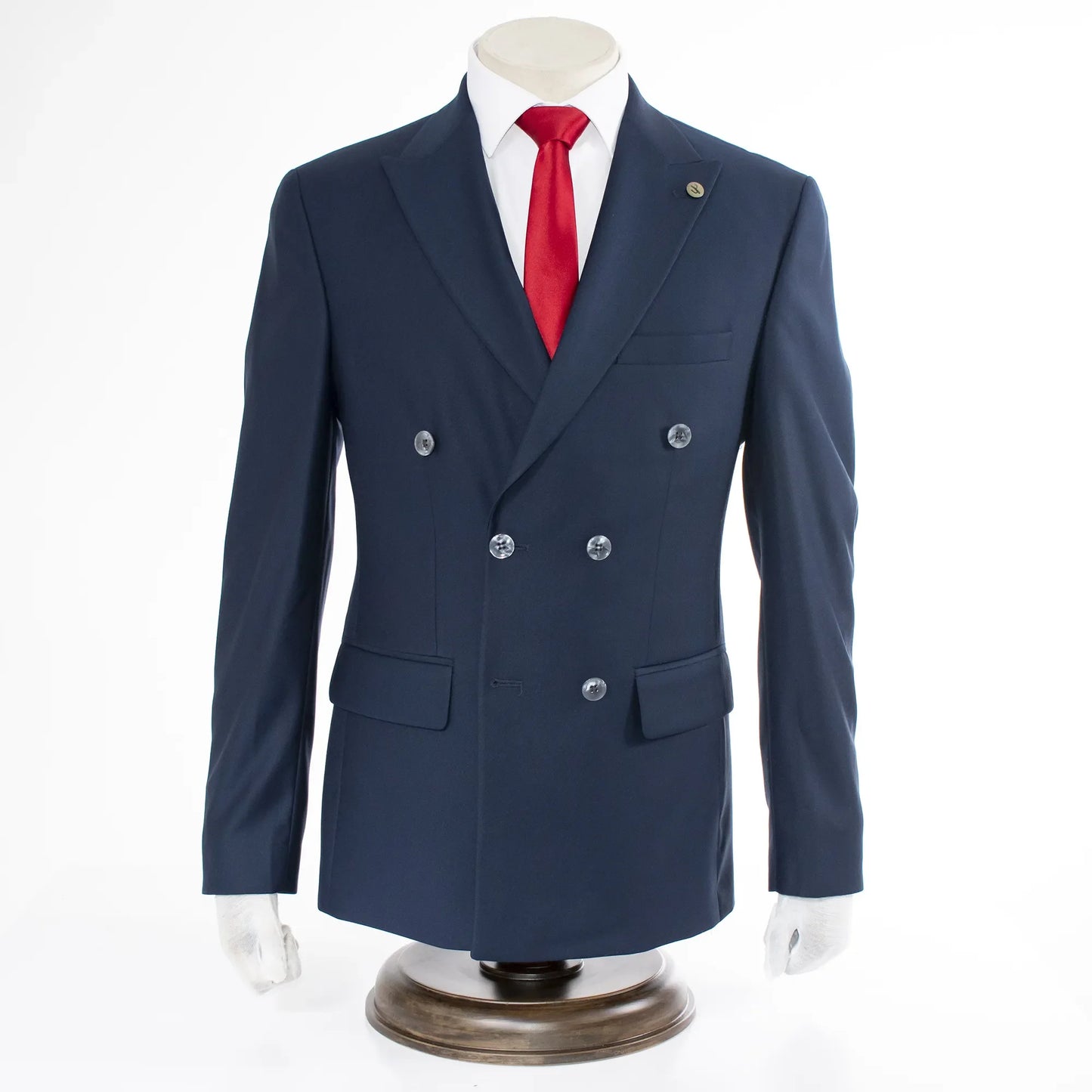 Navy 2-Piece Double-Breasted Tailored-Fit Suit