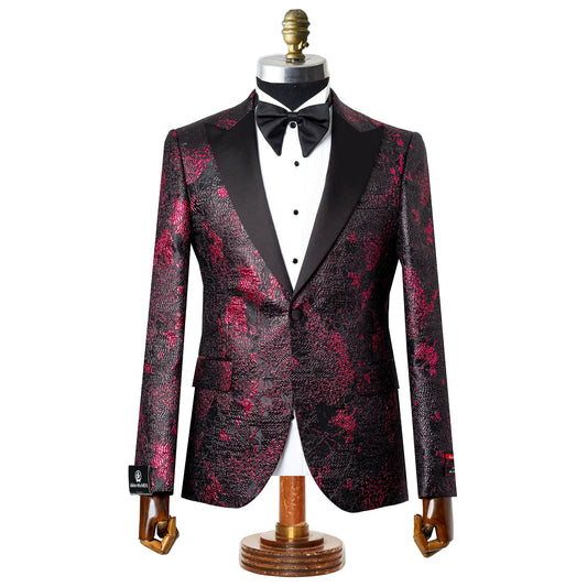 Orlando | Black and Pink Floral Tailored-Fit Jacket