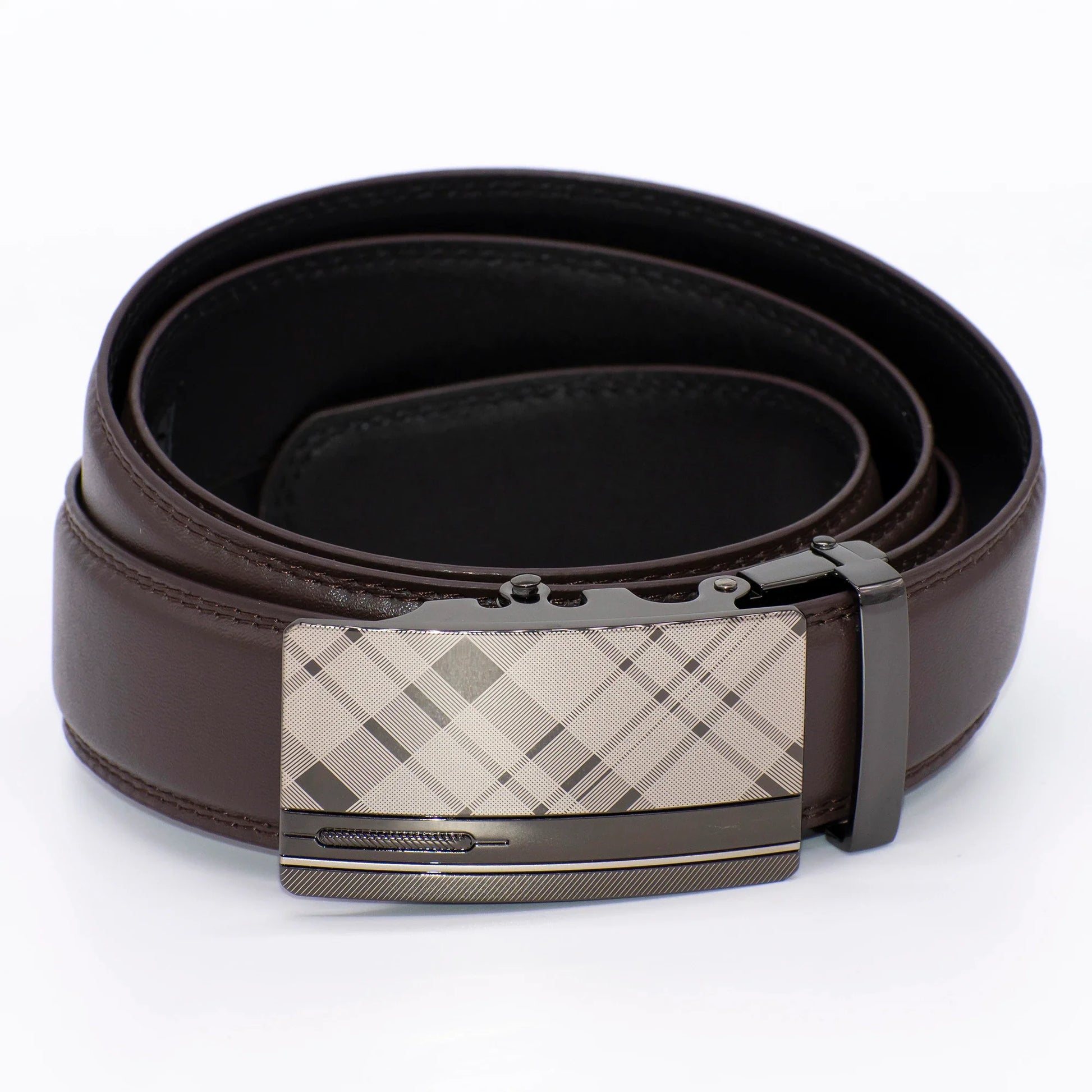 Men's Brown Argyle Plaid Belt Buckle