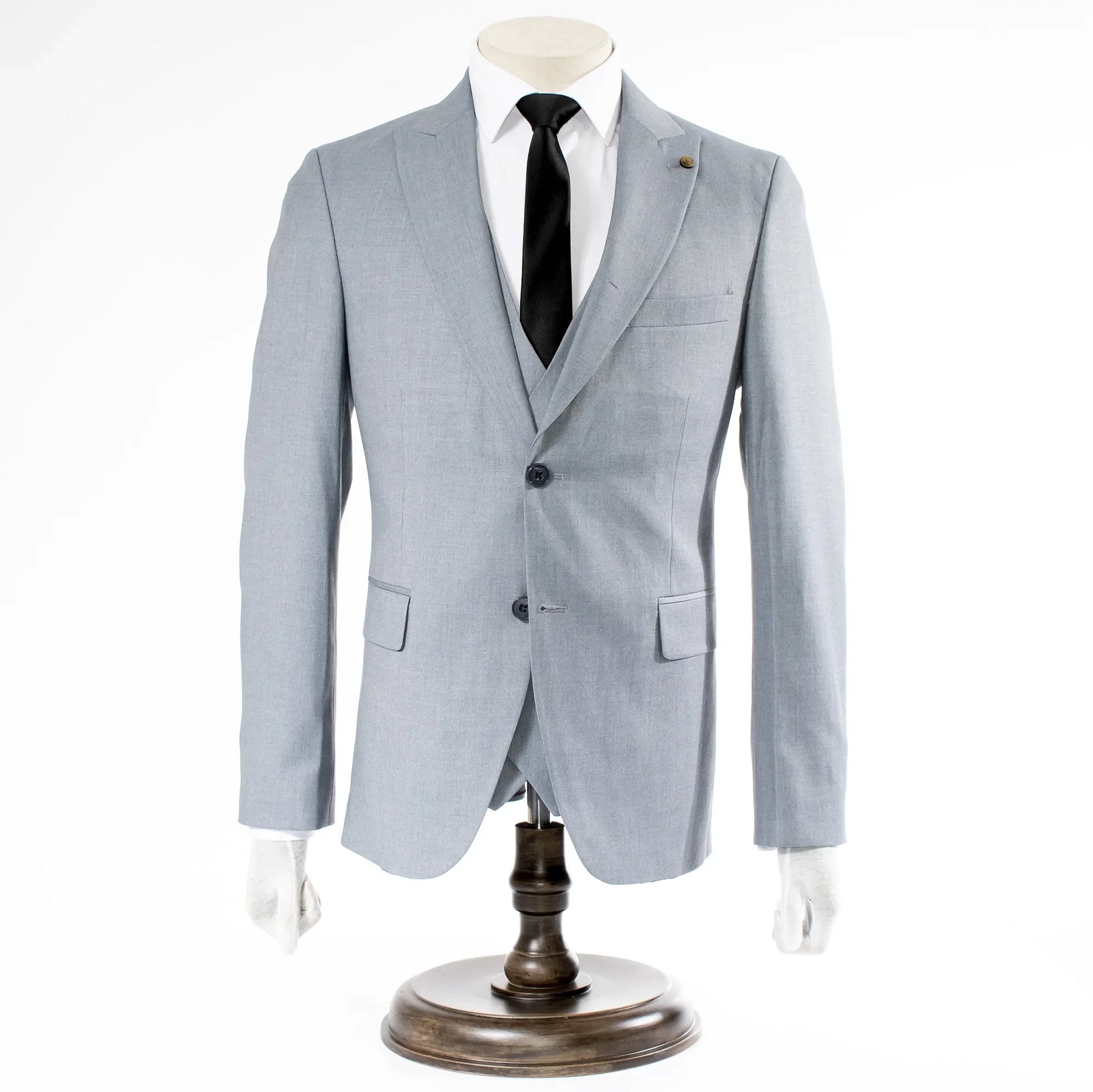 Men's Gray 3-Piece Suit With Double-Breasted Vest