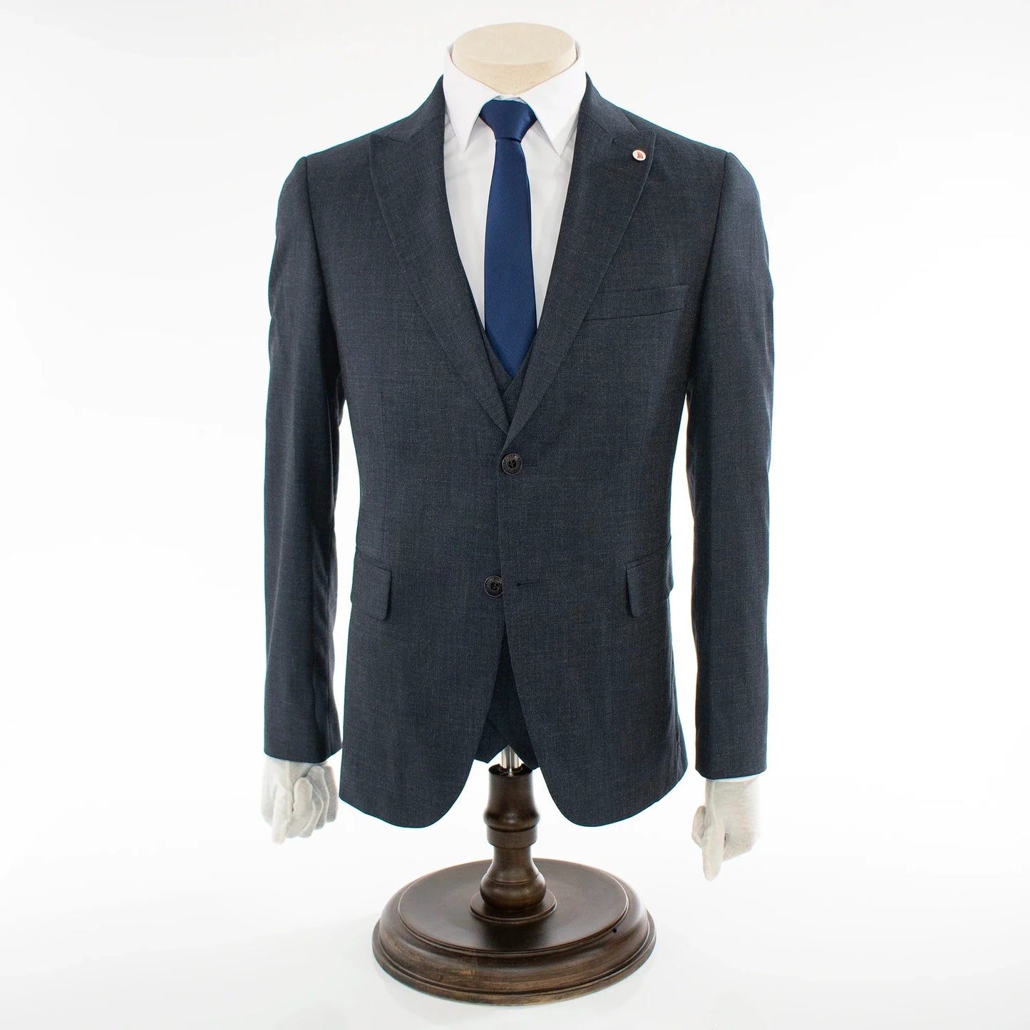 Slate Blue Twill 3-Piece Tailored-Fit Suit