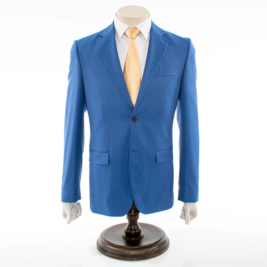 Men's Blue Pinstripe Slim-Fit Suit With Notch Lapels