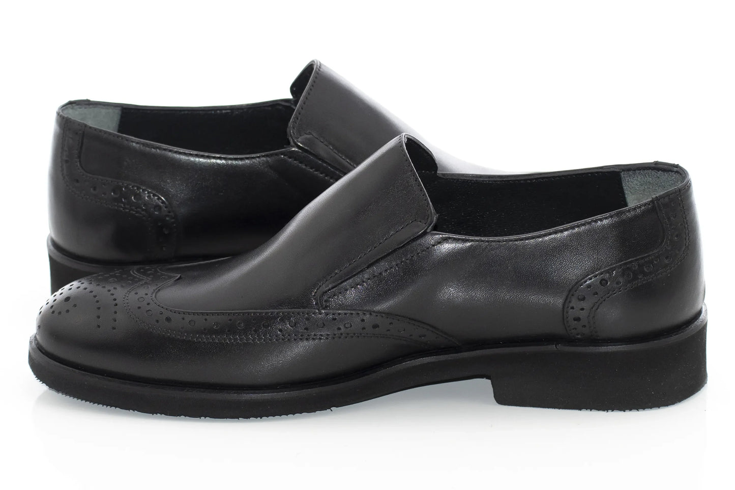 Black Brogue Slip-On Dress Loafer