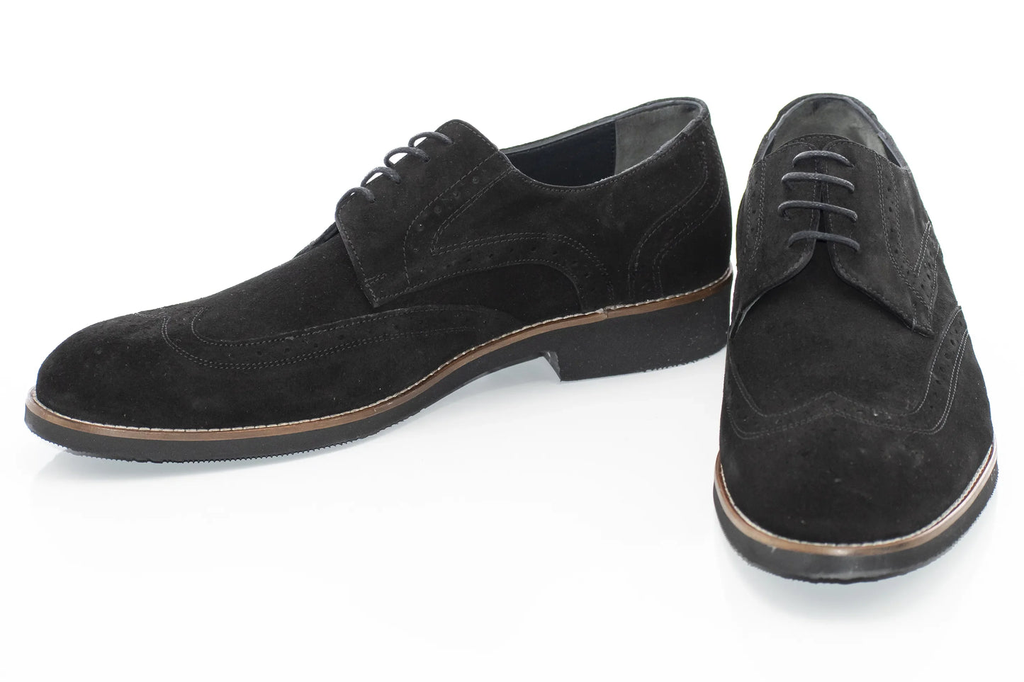 Black Suede Brogue Derby Lace-Ups