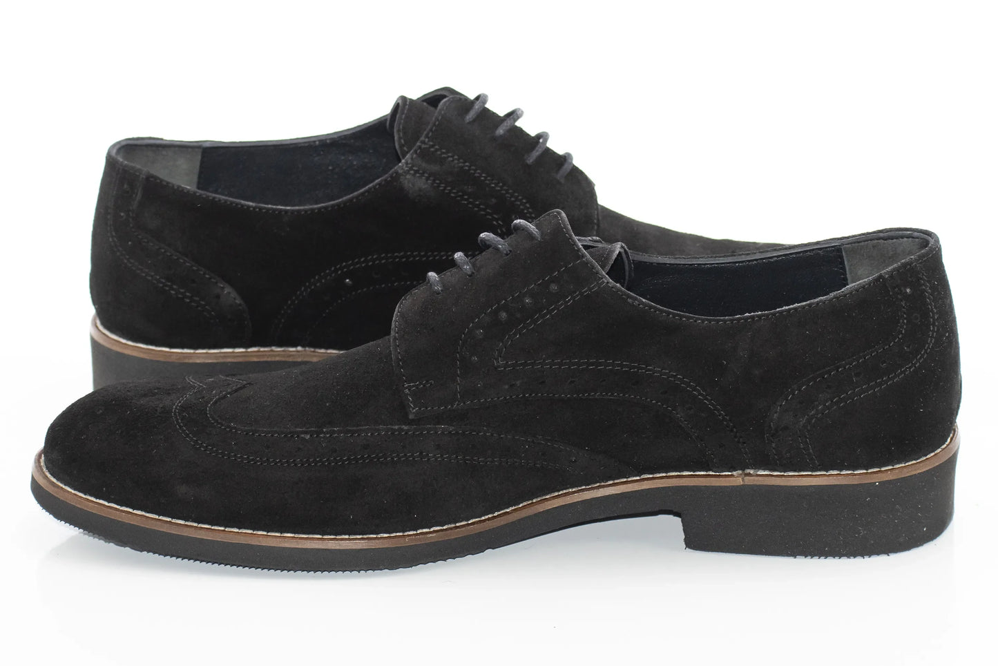 Black Suede Brogue Derby Lace-Ups