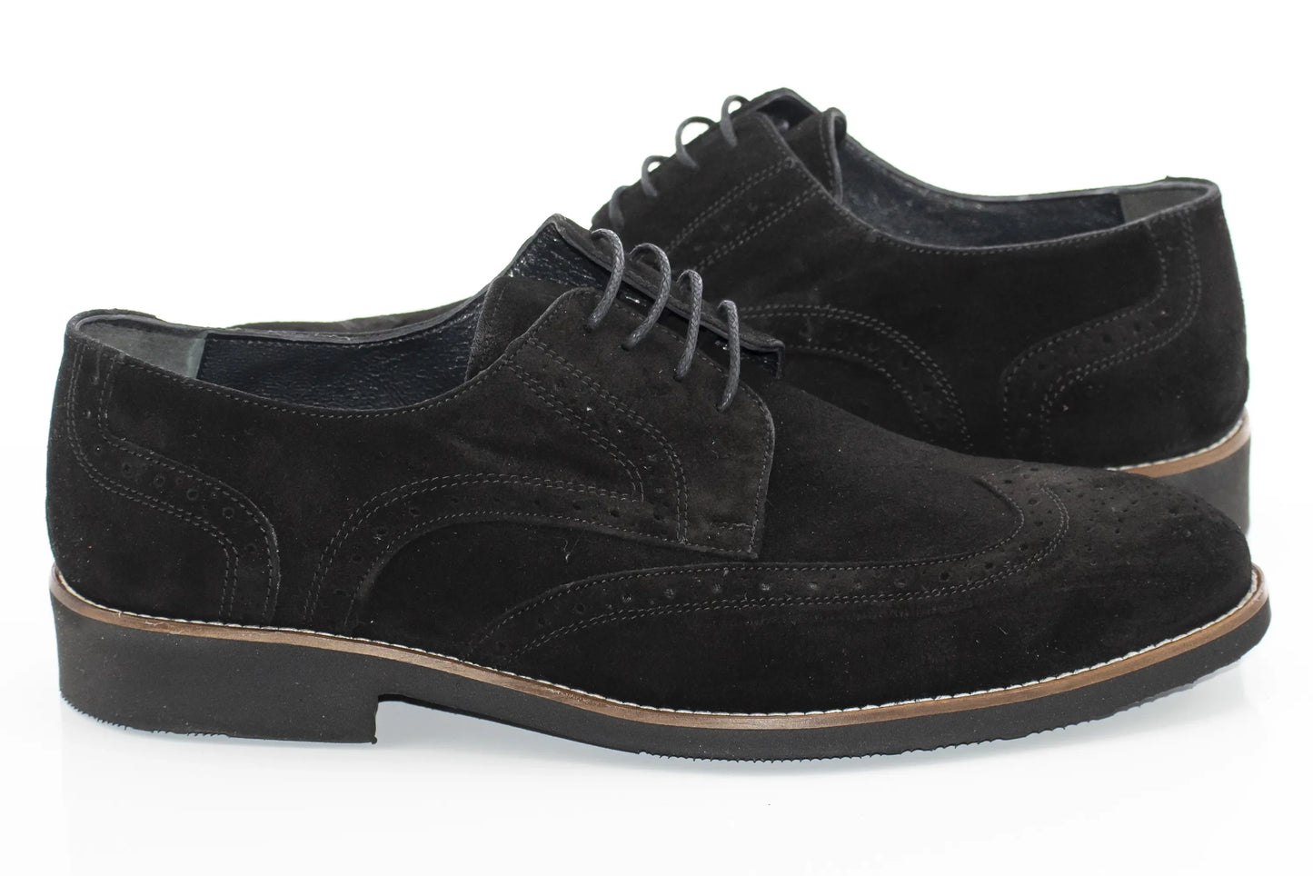 Black Suede Brogue Derby Lace-Ups