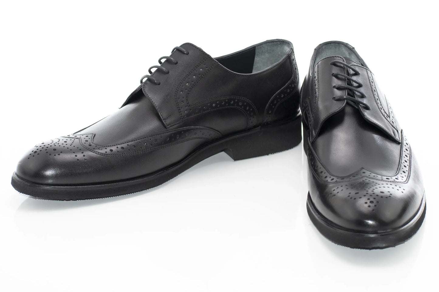 Black Leather Brogue Derby Lace-Ups