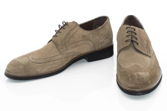 Dark Khaki Suede Brogue Derby Lace-Ups