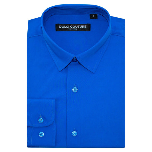 Royal Blue Stretch Kids Dress Shirt