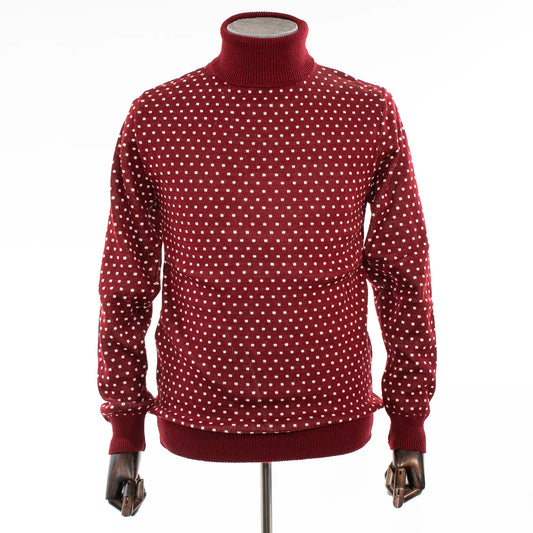 Burgundy Polka Dot Turtleneck