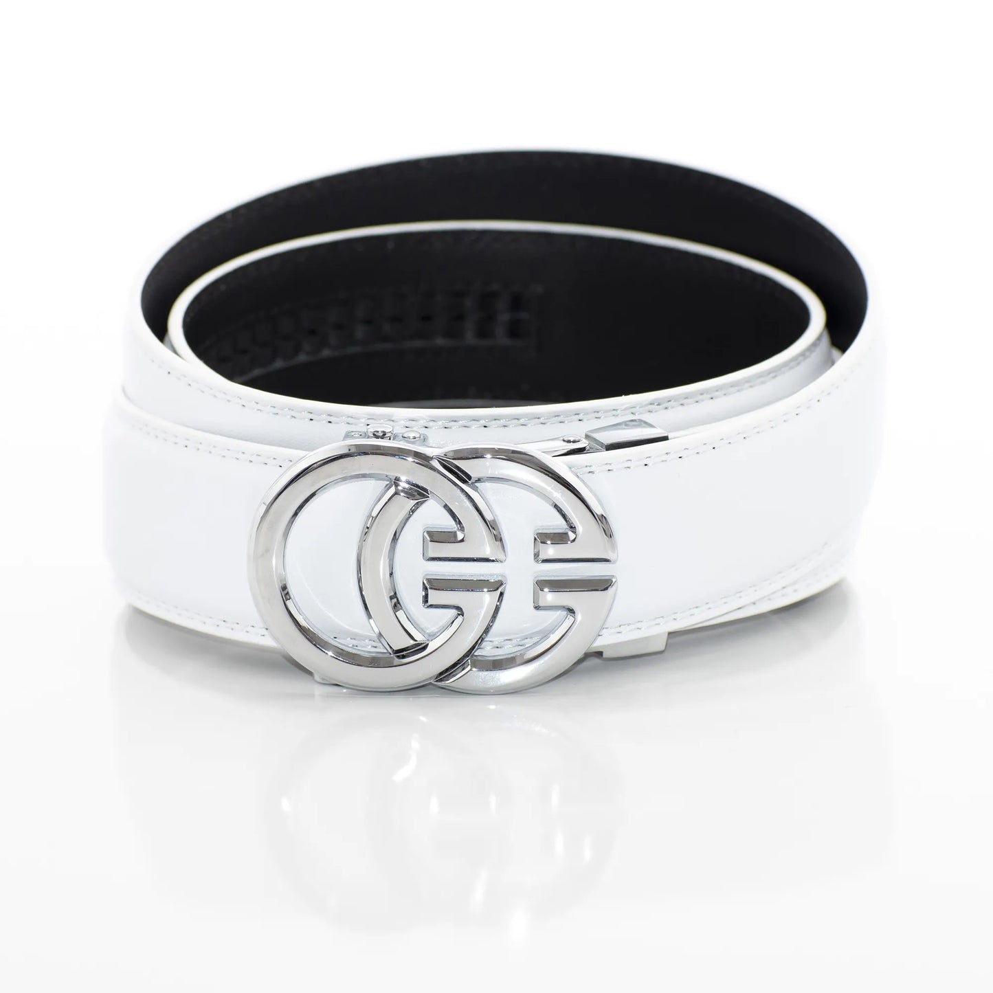 Men's Silver And White GG Emblem Belt Buckle