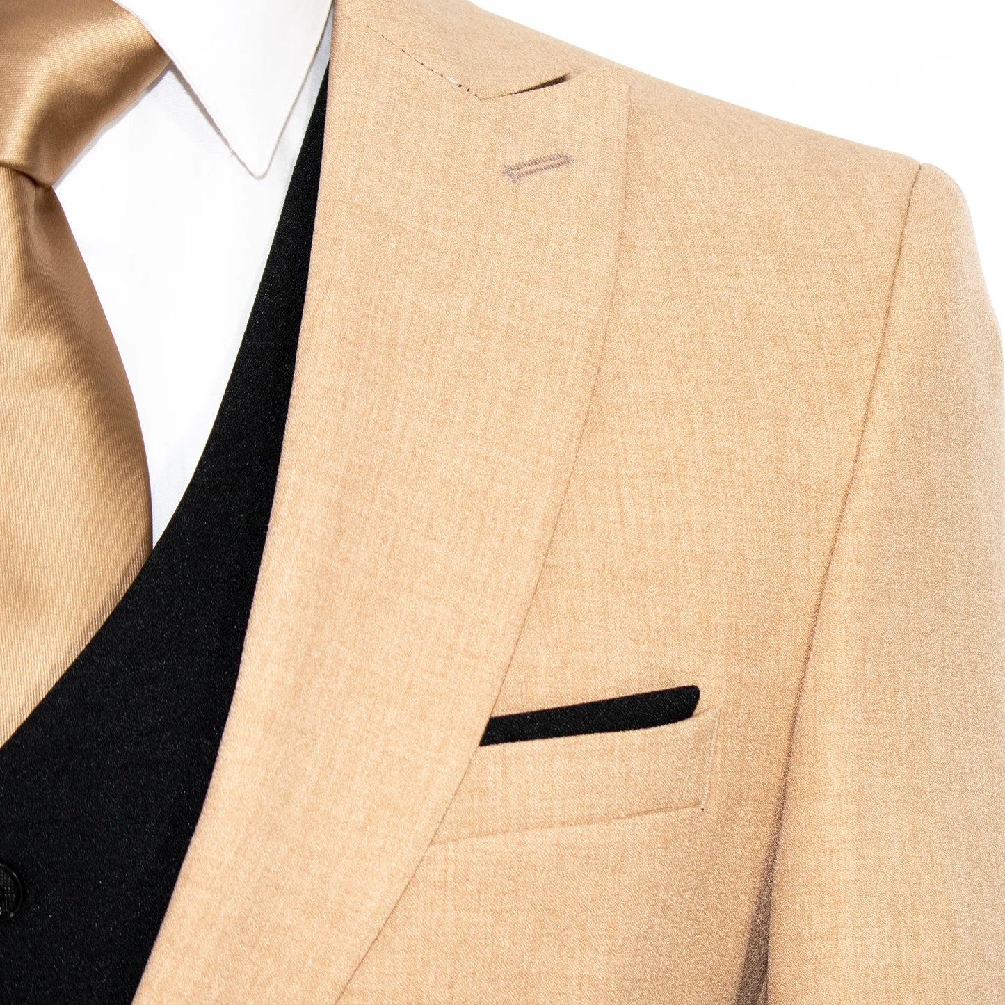 Pierce | Beige Twill with Black Vest 3-Piece Slim-Fit Suit