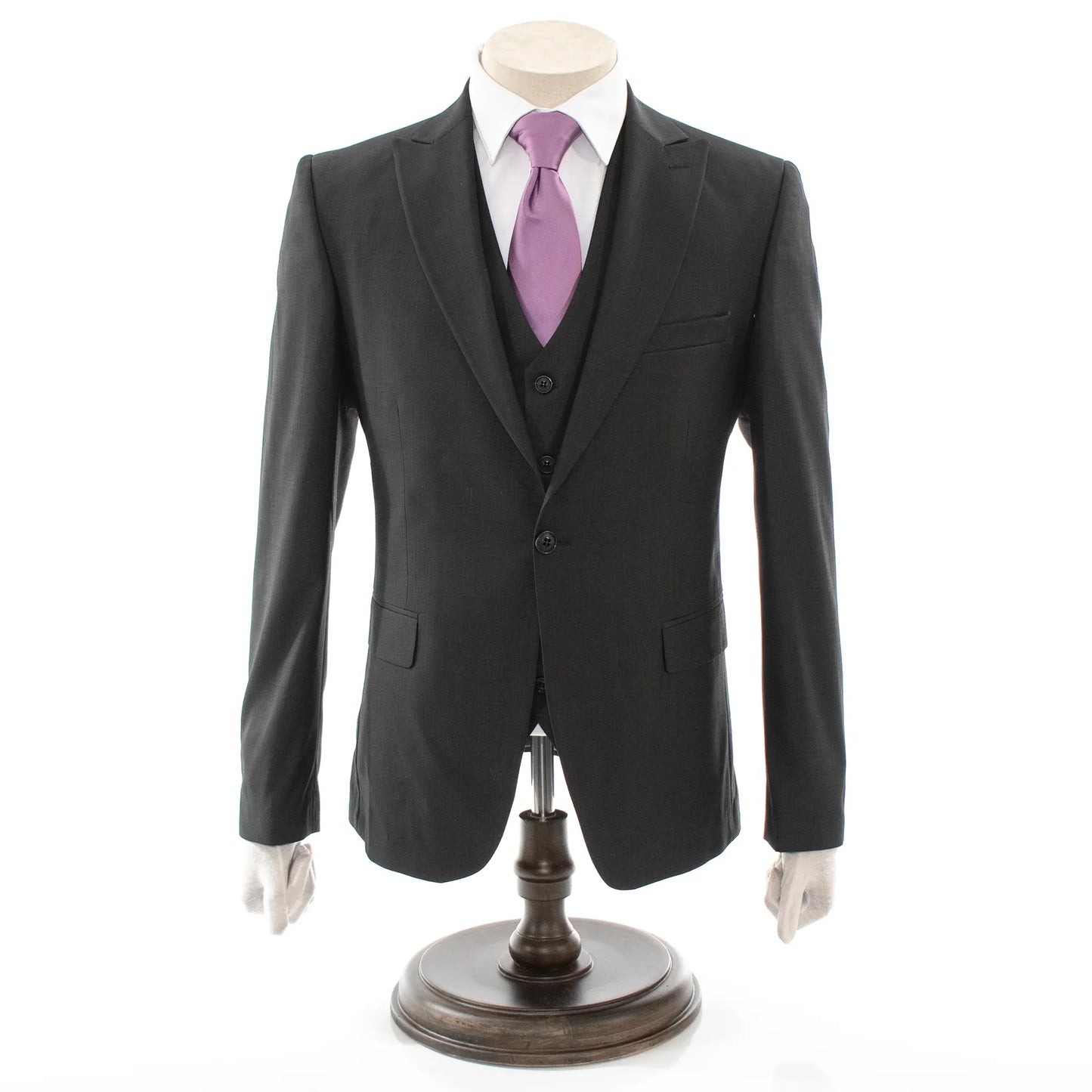 Men's Black 3-Piece Suit With Peak Lapels