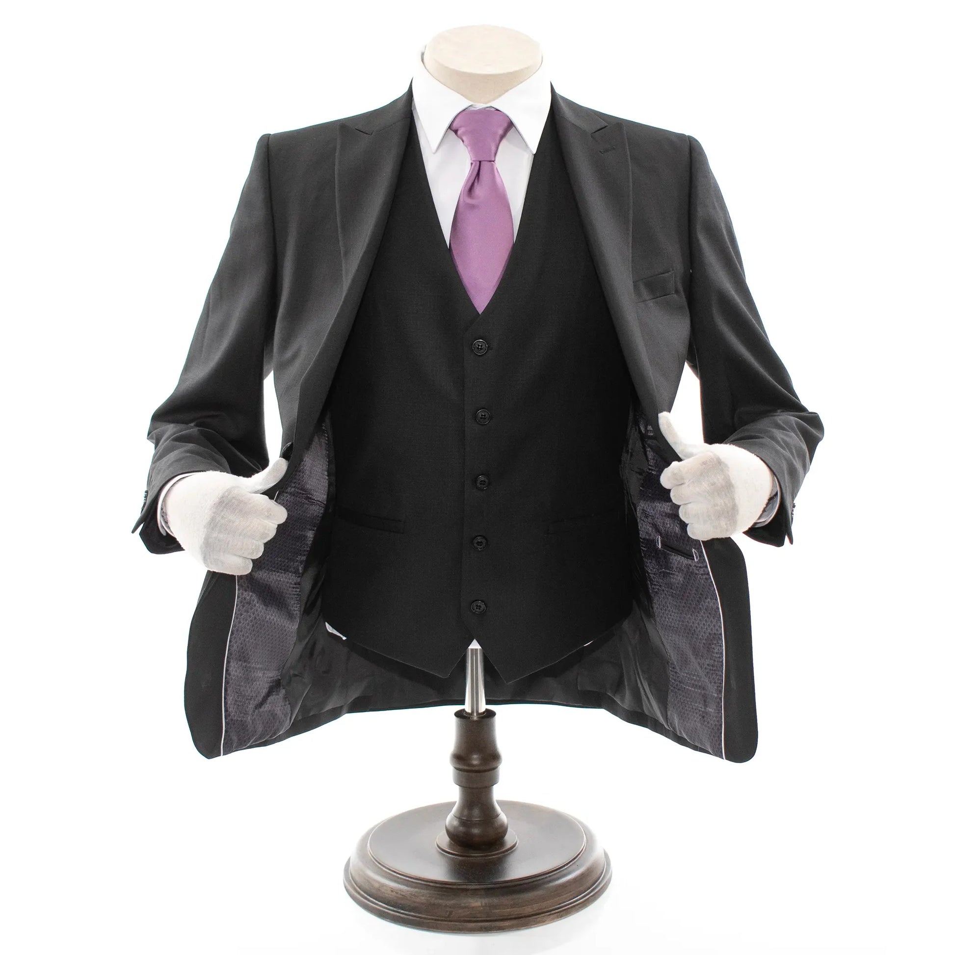 Men's Black 3-Piece Suit With Peak Lapels