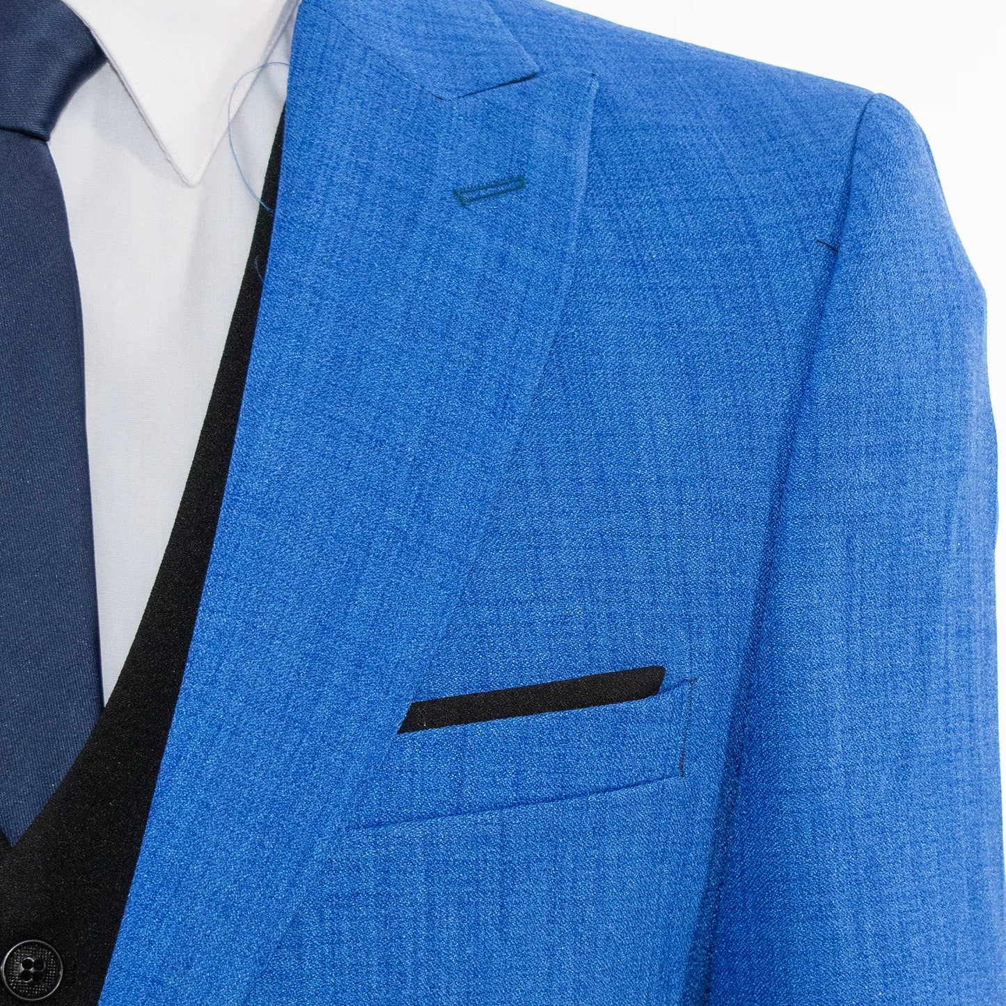 Men's Blue And Black 3-Piece Suit With Peak Lapels