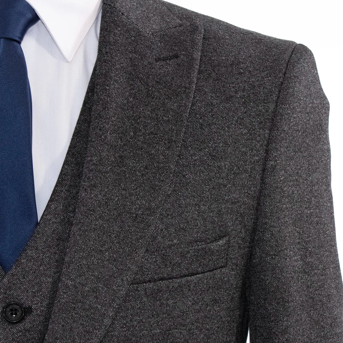 Pierce | Charcoal Gray Tweed With Gray Vest 3-Piece Tailored-Fit Suit