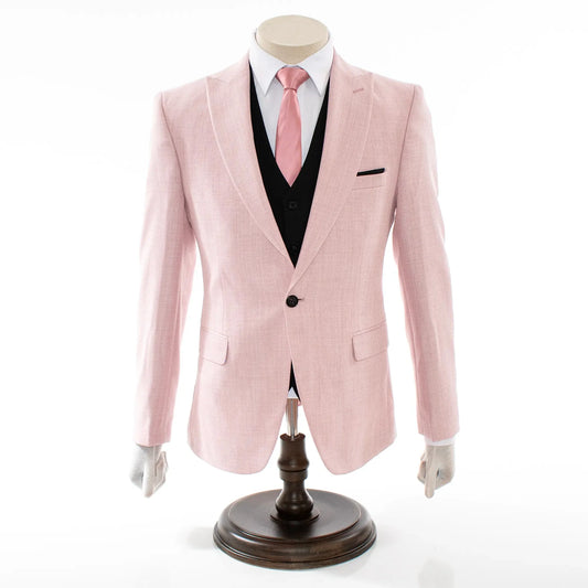 Men's Dusty Rose And Black 3-Piece Suit With Peak Lapels