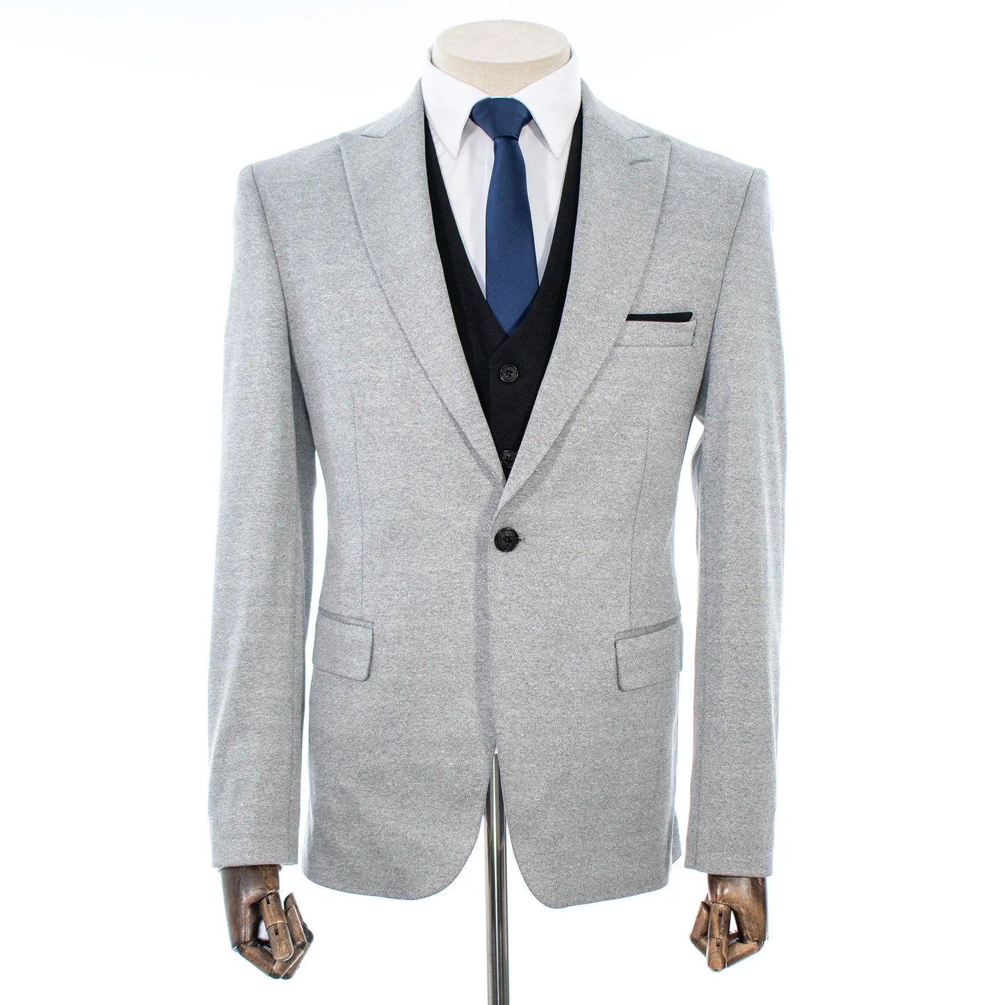 Pierce | Gray with Black Vest 3-Piece Slim-Fit Suit