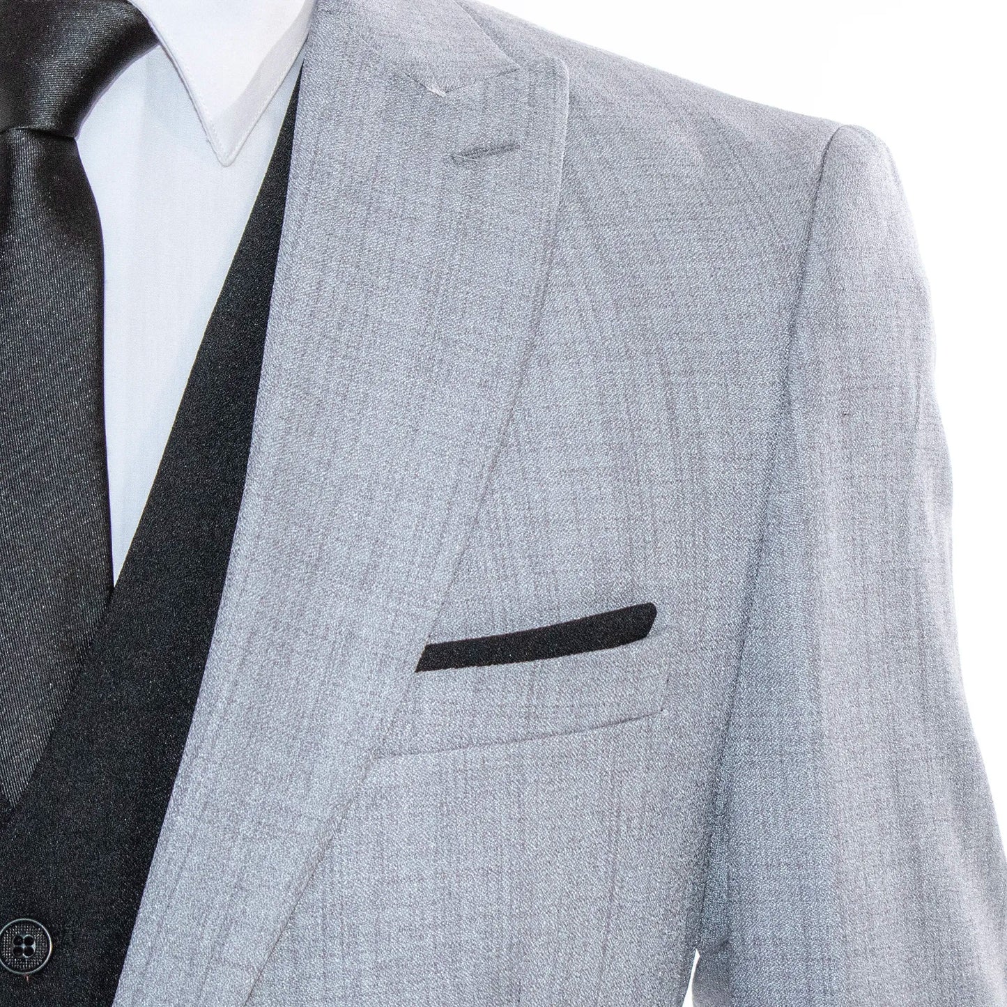 Pierce | Platinum With Black Vest 3-Piece Tailored-Fit Suit