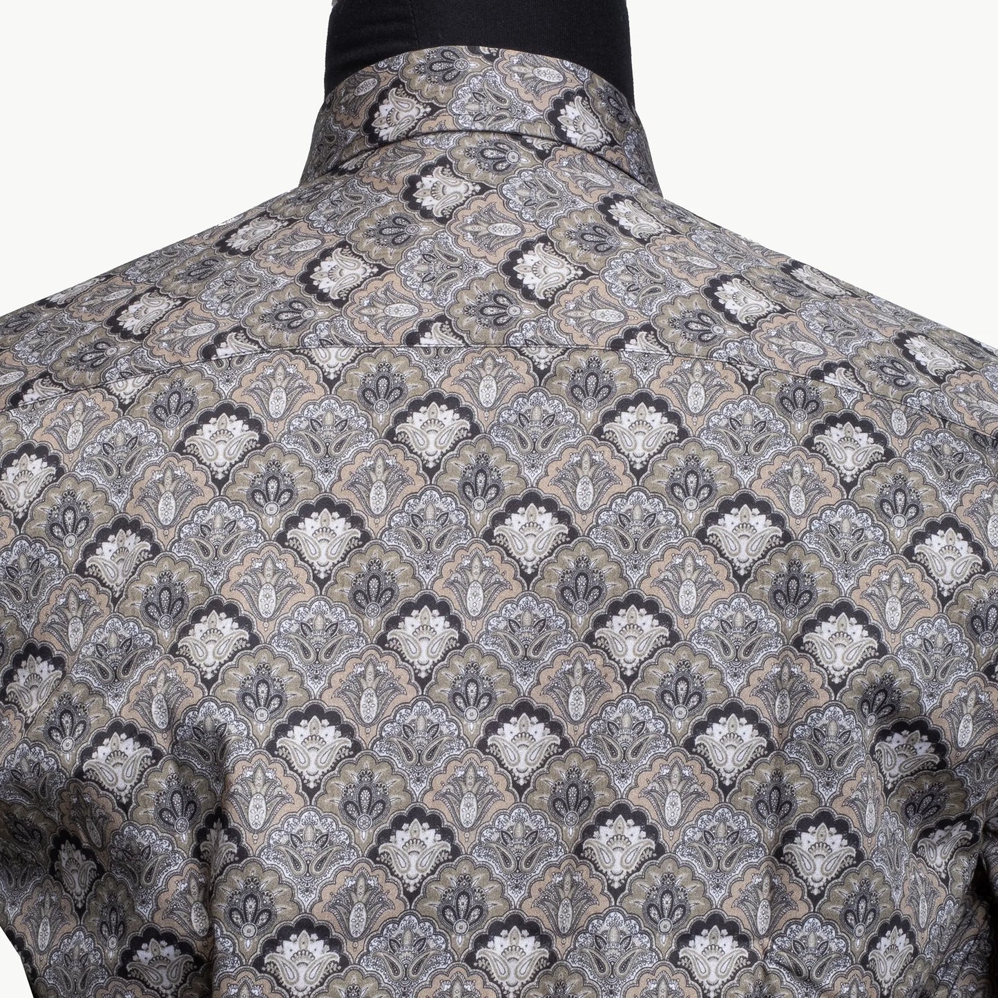 Gold Paisley Ogee Satin Slim-Fit Fashion Shirt