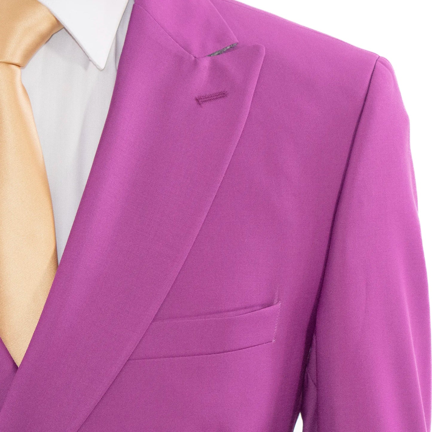 Men's Fuchsia 2-Piece Tailored-Fit Suit With Peak Lapels And Gold Buttons