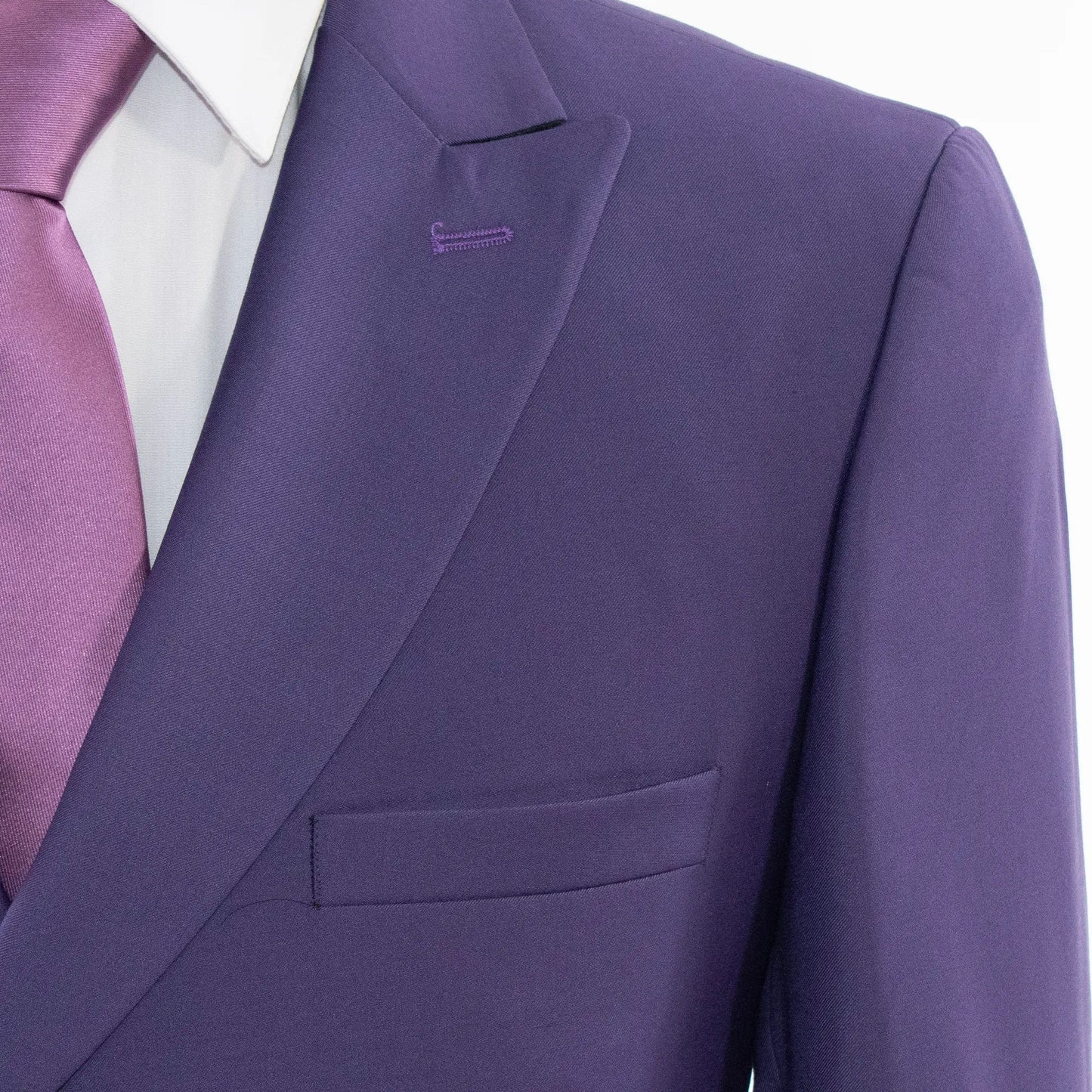 Men's Purple 2-Piece Tailored-Fit Suit With Peak Lapels And Gold Buttons