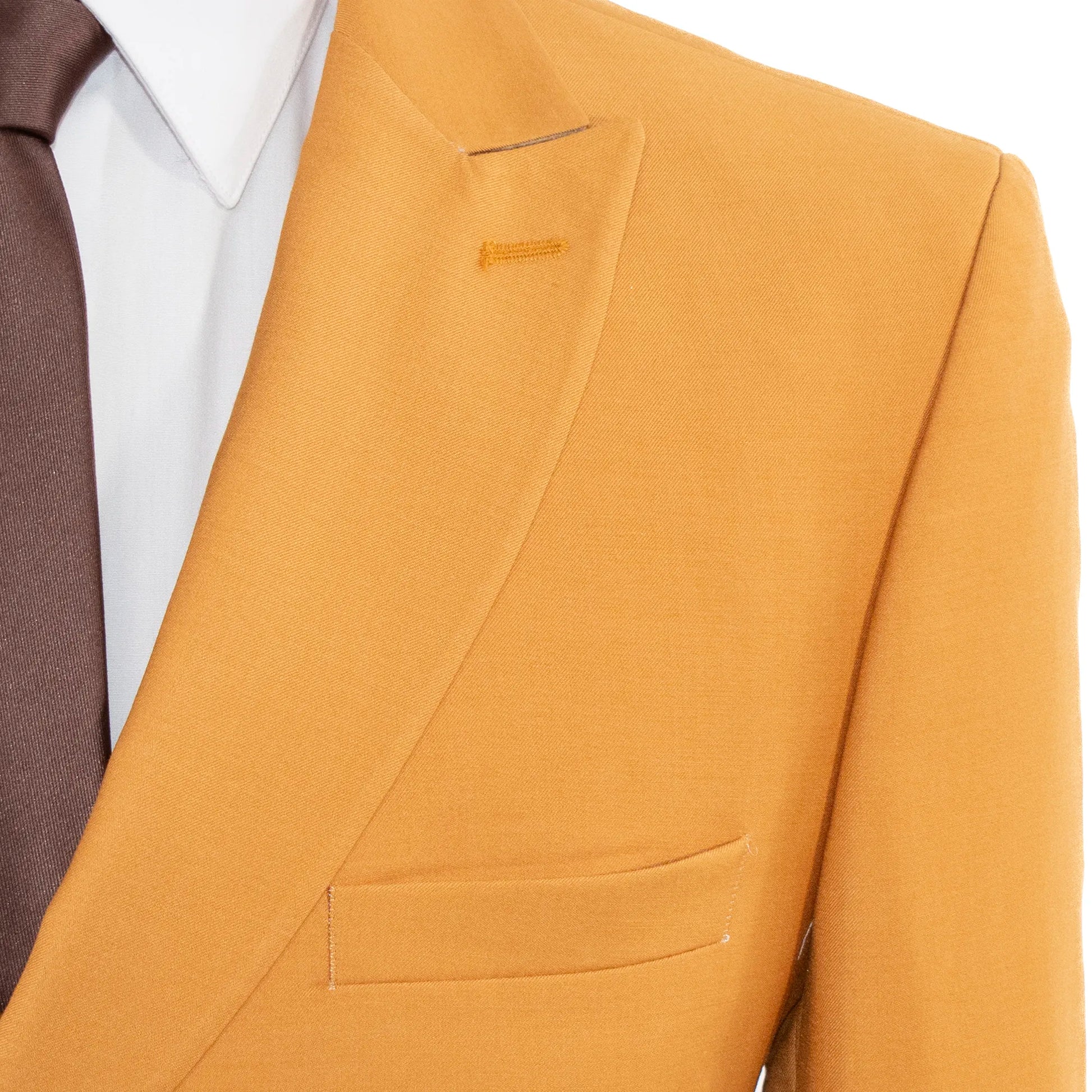 Men's Copper 2-Piece Tailored-Fit Suit With Peak Lapels And Gold Buttons