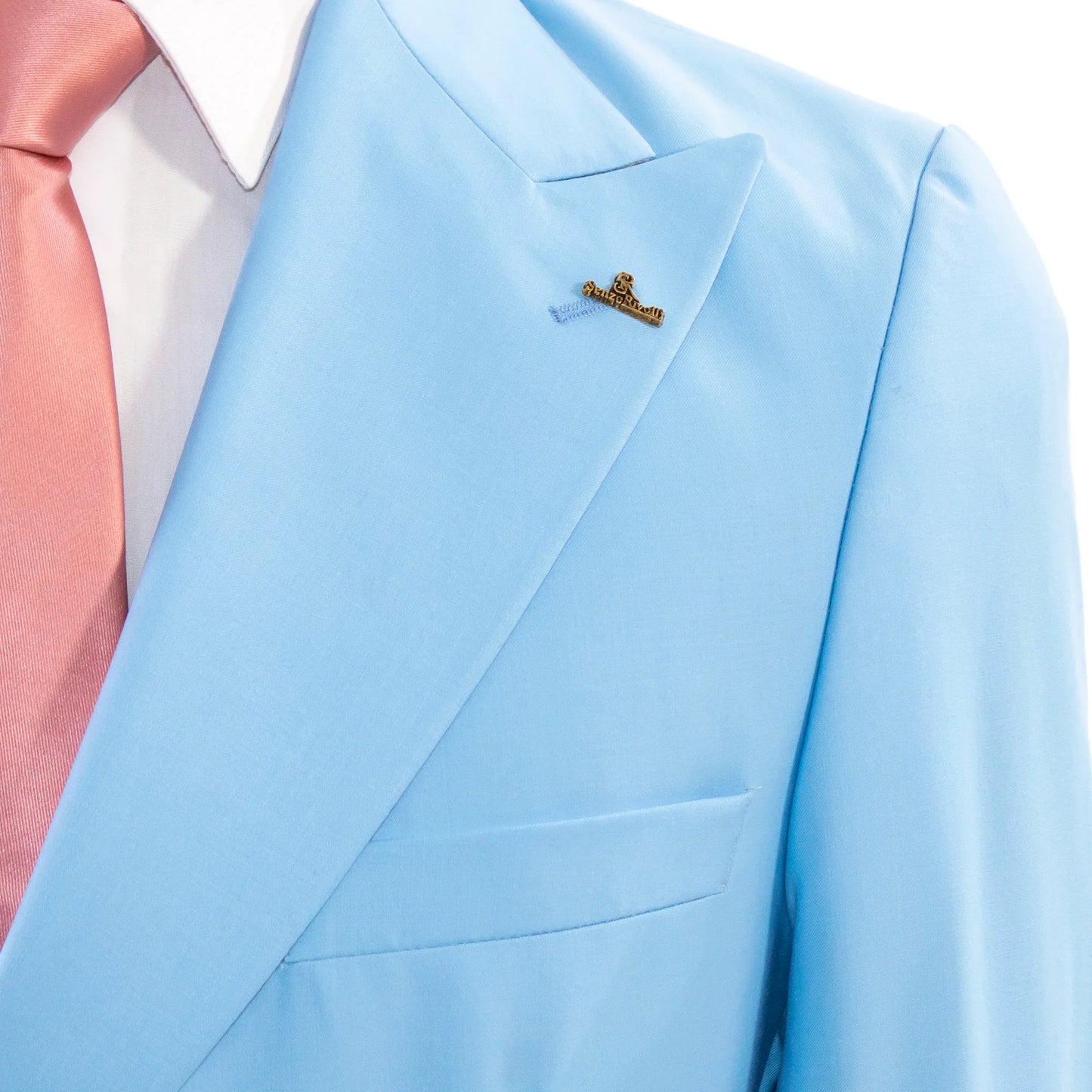 Men's Light Blue Double-Breasted 2-Piece Slim-Fit Suit