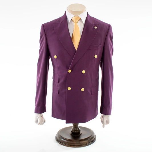 Eggplant Double-Breasted 2-Piece Slim-Fit Suit