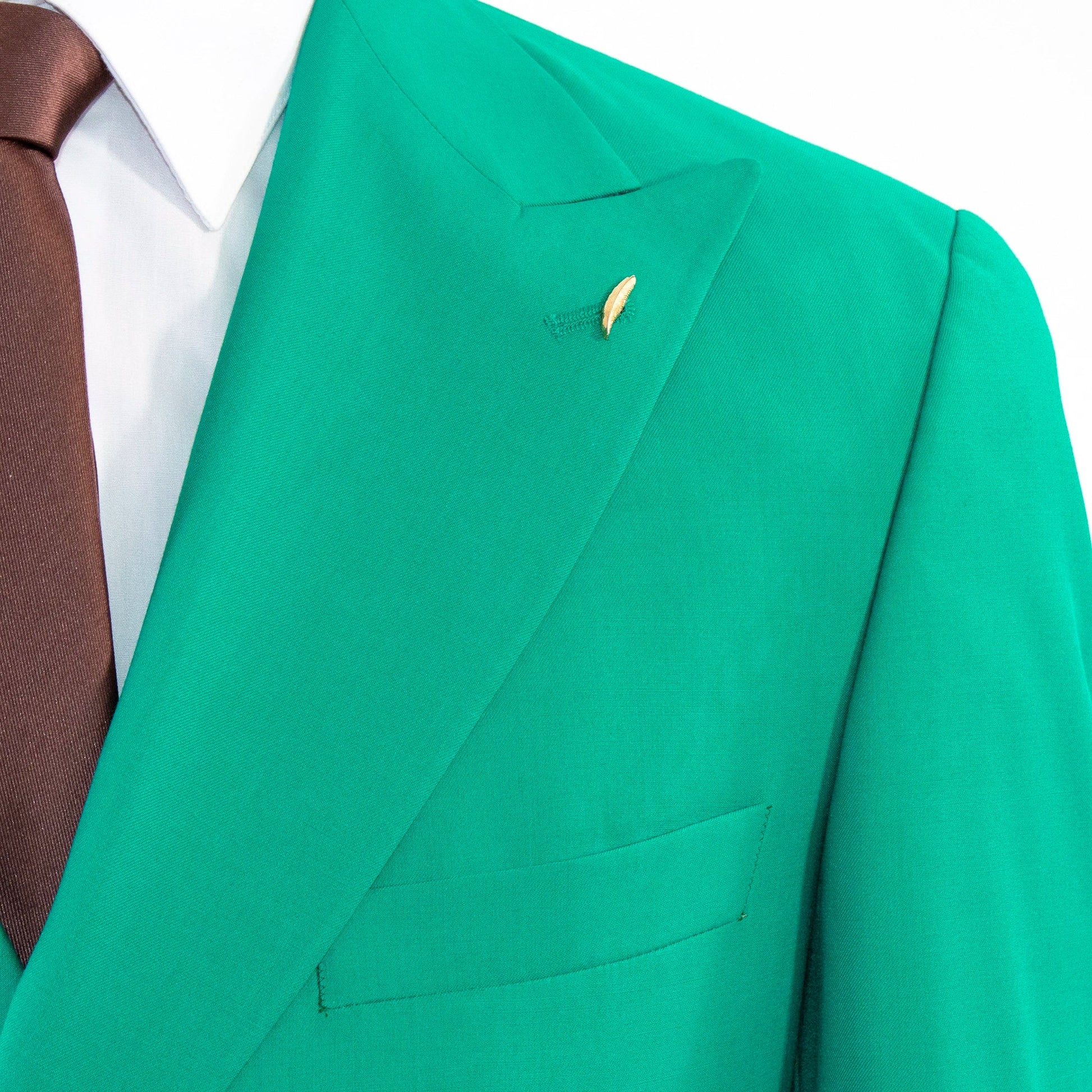 Men's Emerald Green Double-Breasted Slim-Fit Suit With Peak Lapels