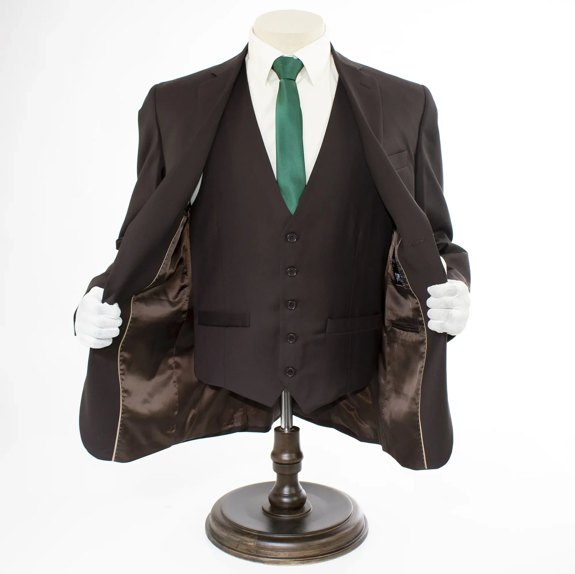 Men's Dark Brown 3-Piece Suit With Notch Lapels