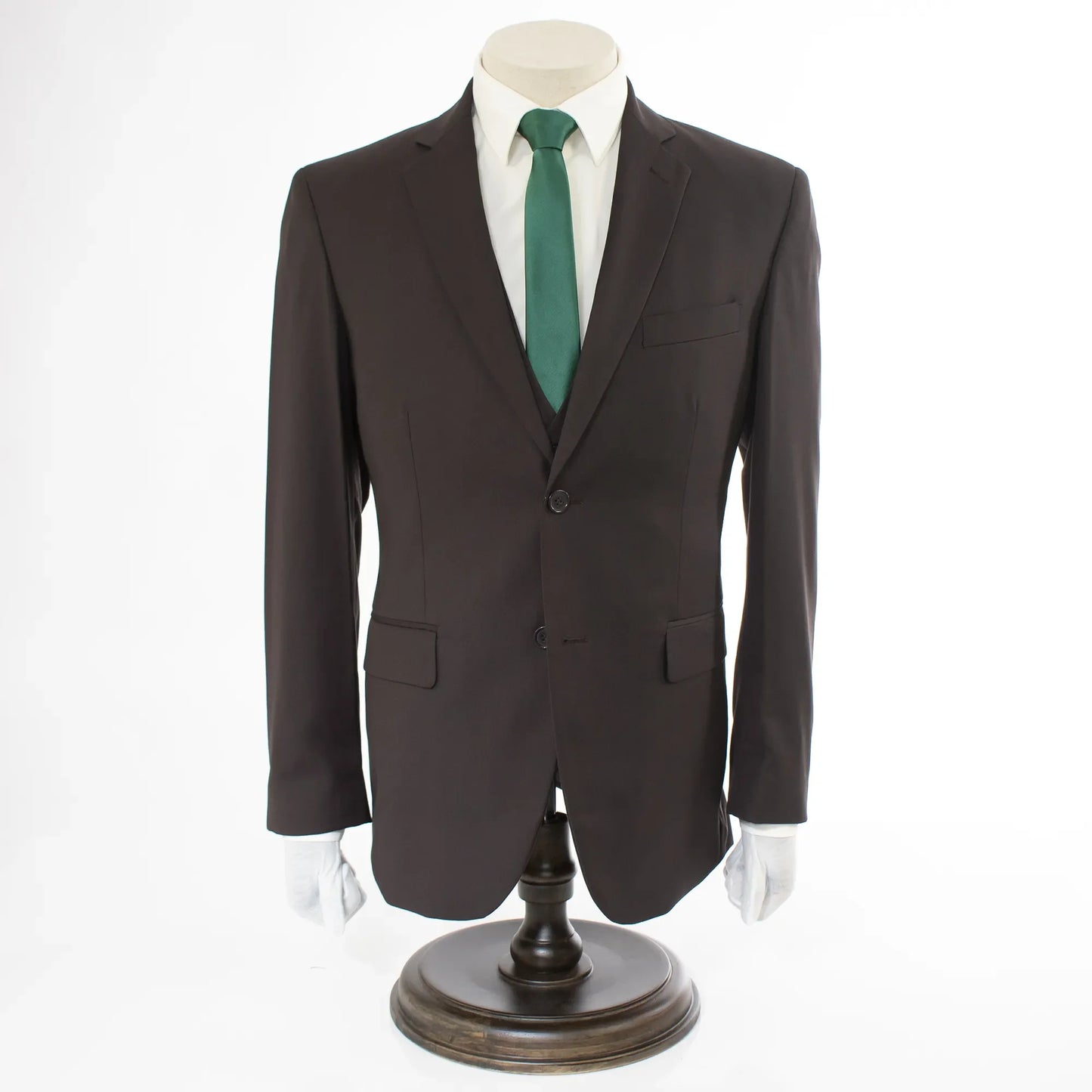 Men's Dark Brown 3-Piece Suit With Notch Lapels