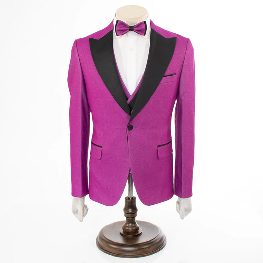 Men's Plum Glitter 3-Piece Tuxedo