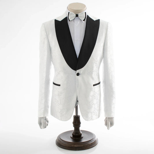 Men's White Floral 3-Piece Tuxedo 