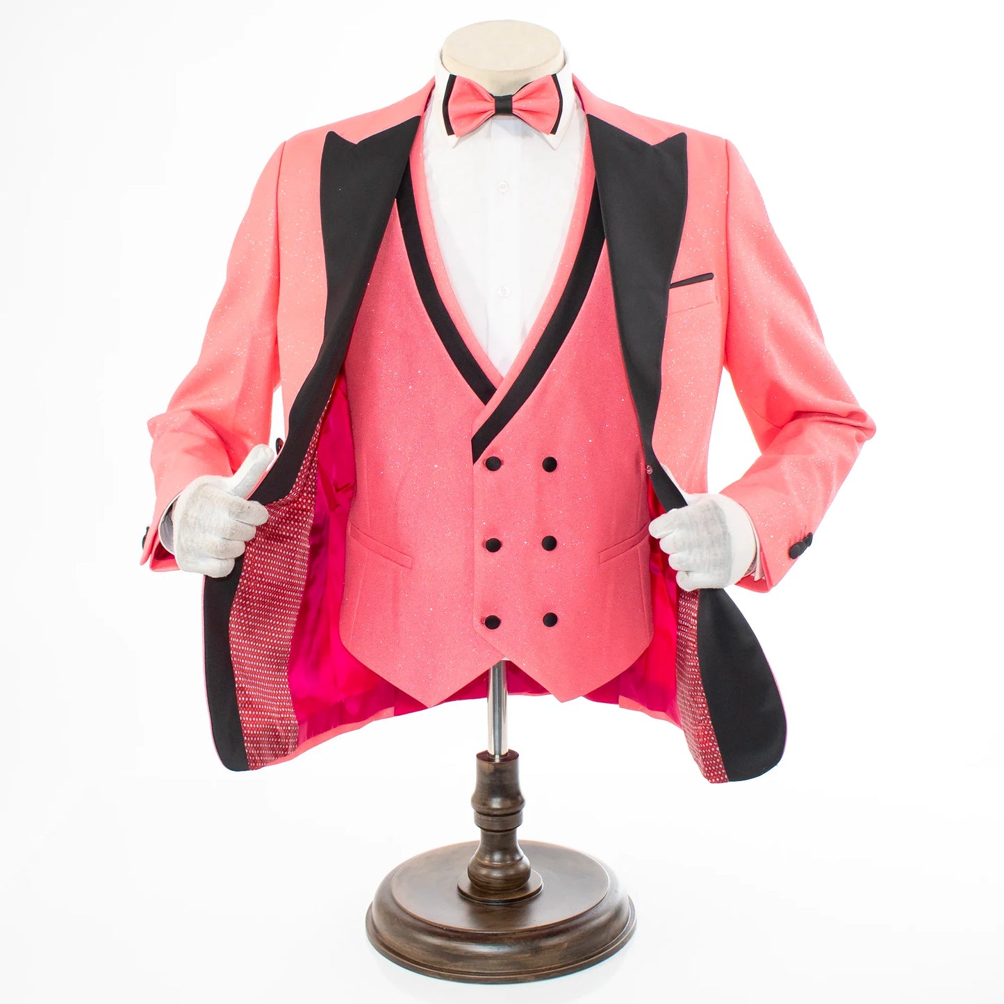 Men's Coral Pink Glittering 3-Piece Tuxedo