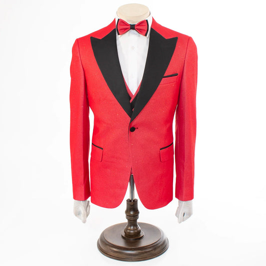 Men's Red Glitter 3-Piece Tuxedo