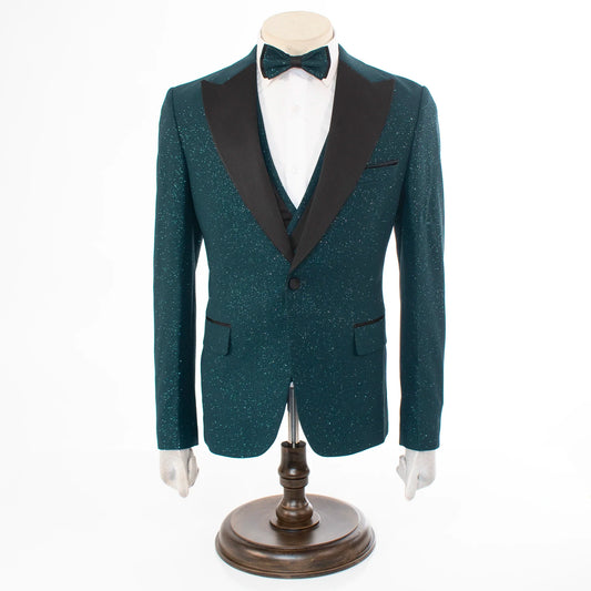 Dante | Teal Glitter 3-Piece Tailored-Fit Tuxedo