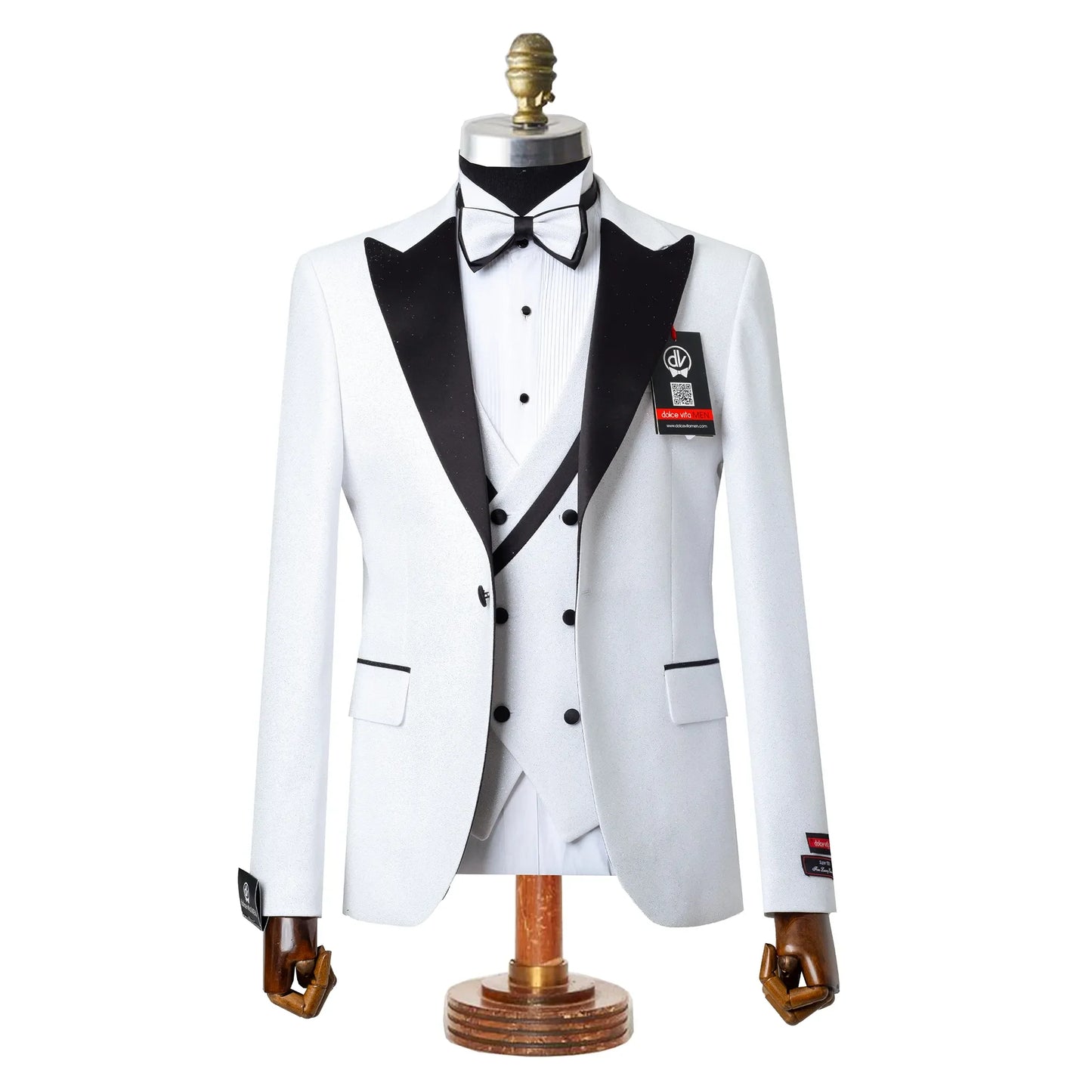 Dante | White Glitter 3-Piece Tailored-Fit Tuxedo