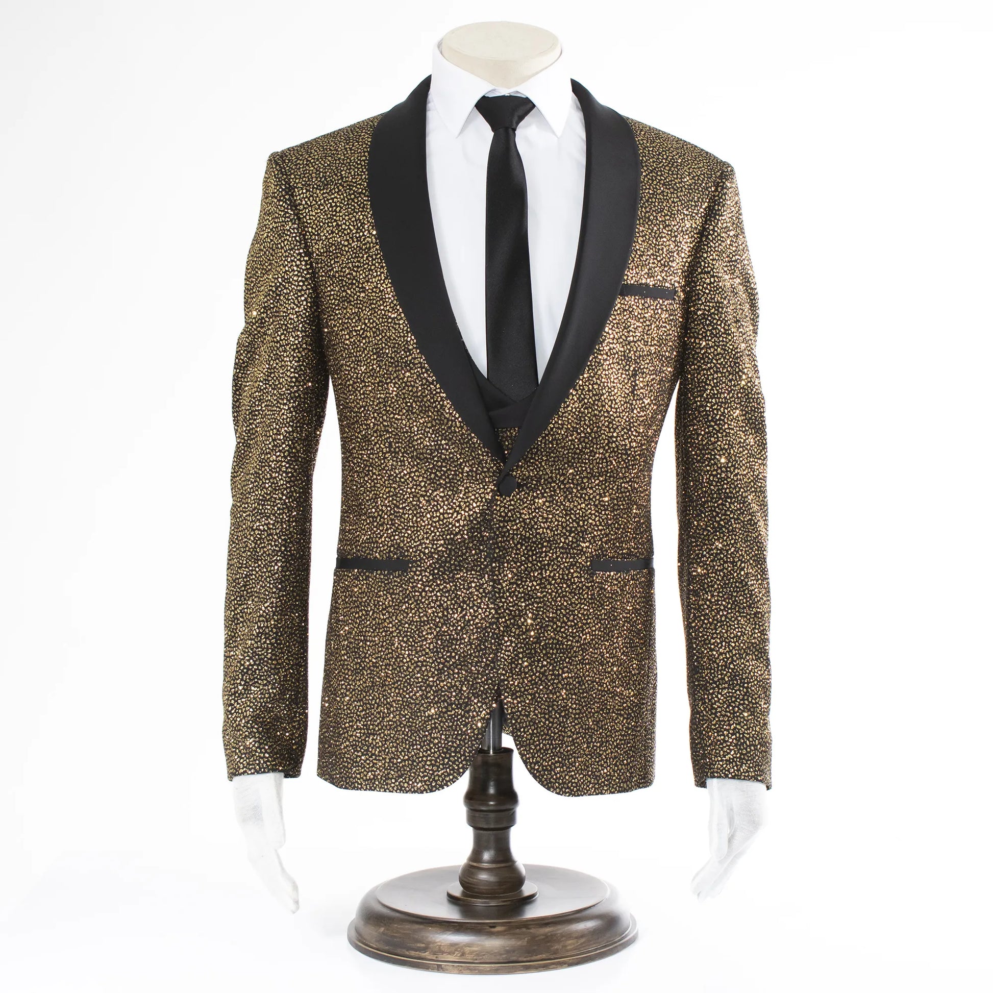 Men's Gold Flash Metallic 3-Piece Tailored-Fit Tuxedo