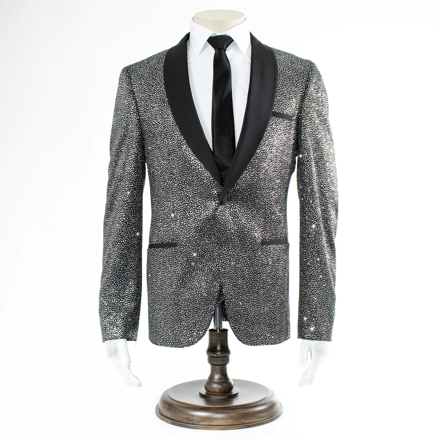 Men's Silver Flash Metallic 3-Piece Tailored-Fit Tuxedo